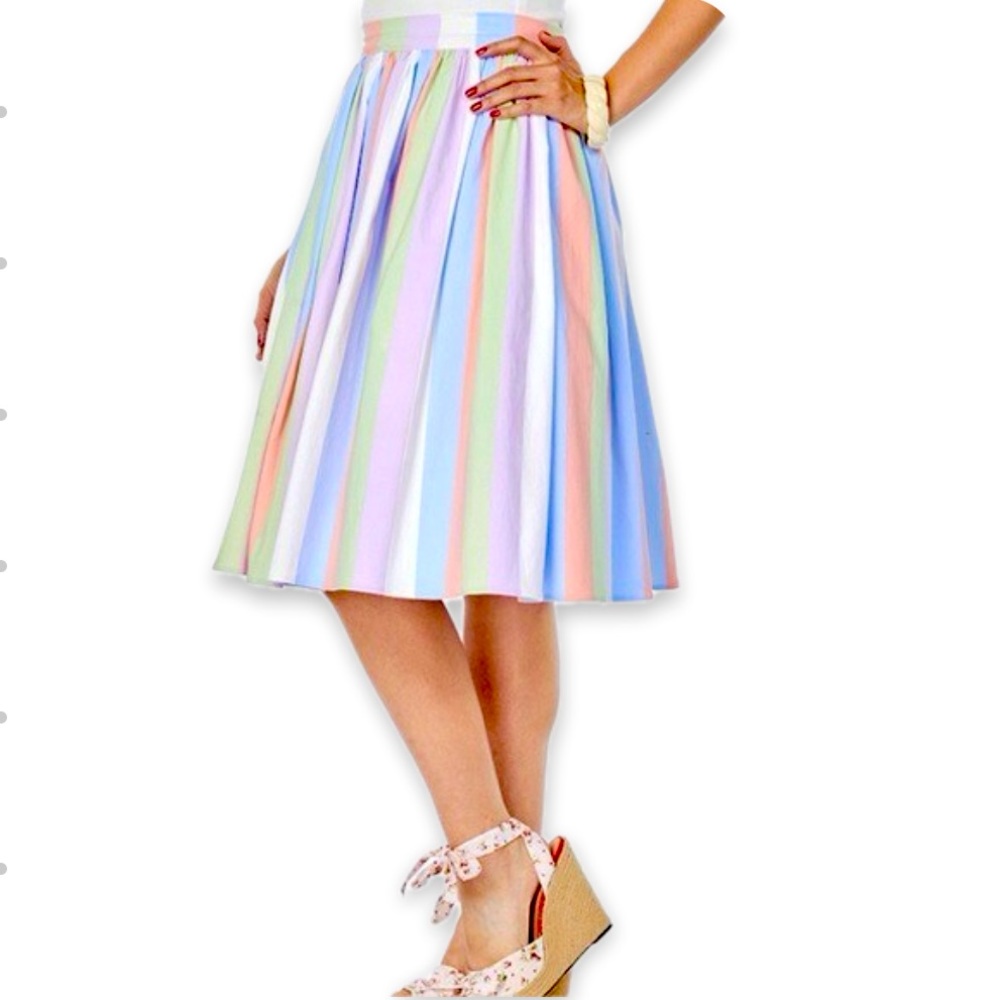 Bettie Paige Swing Skirt Skater Dance Circle 50s Pastel Stripes S XS
